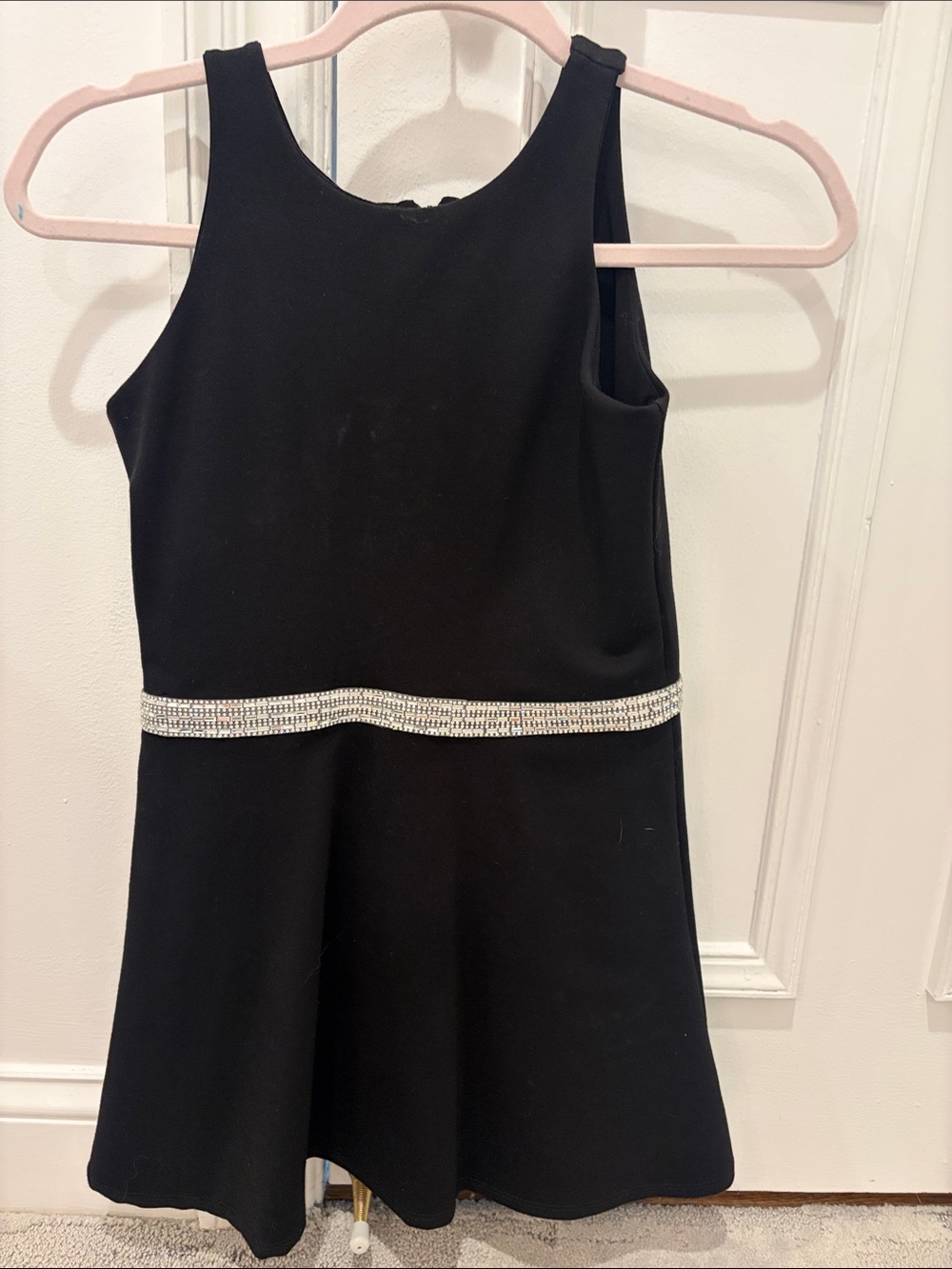 Black Girls' Party Dress with Rhinestone Waistband